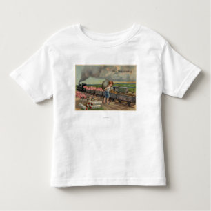 Camiseta De Bebé Little Boy que descarga el dinero en tren