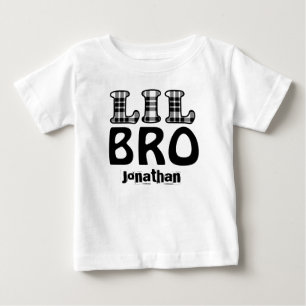Camiseta De Bebé LITTLE BROTHER Plaid Letters Custom Name V02