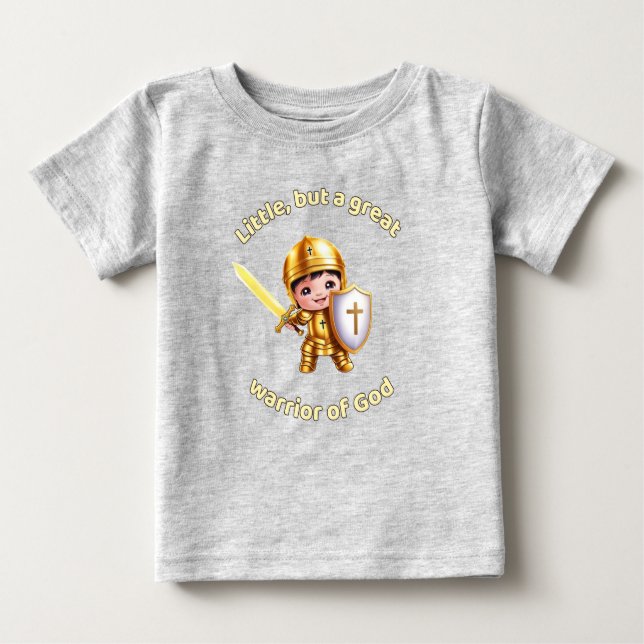 Camiseta De Bebé Little but a great warrior of God  (Anverso)