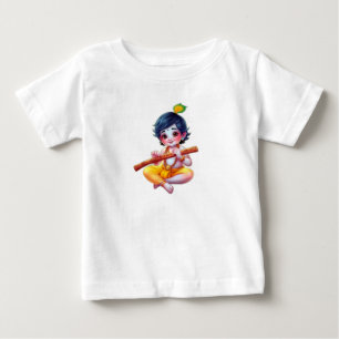 Camiseta De Bebé Little Krishna Playing Flute