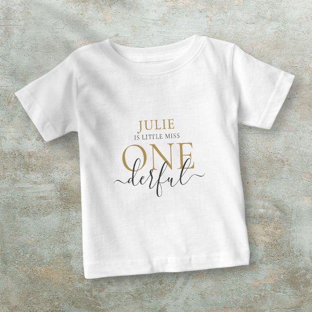 Camiseta de bebé Little Miss ONEderful personaliza (Personalized Little Miss ONEderful Baby T-Shirt)