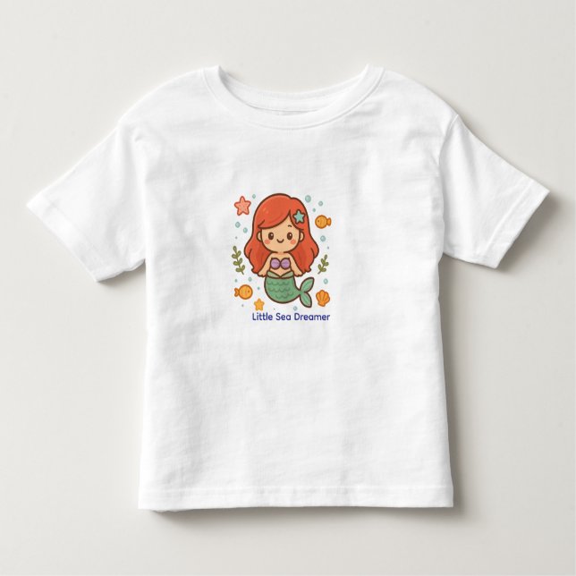 Camiseta De Bebé Little Sea Dreamer Mermaid – Cute Toddler Girl T-S (Anverso)