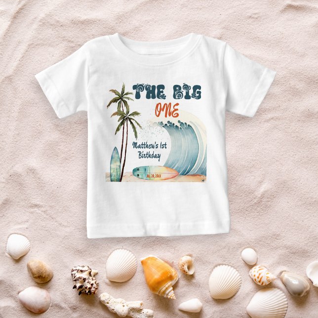 Camiseta De Bebé Little Surfer Wave Birthday T-Shirt (Subido por el creador)