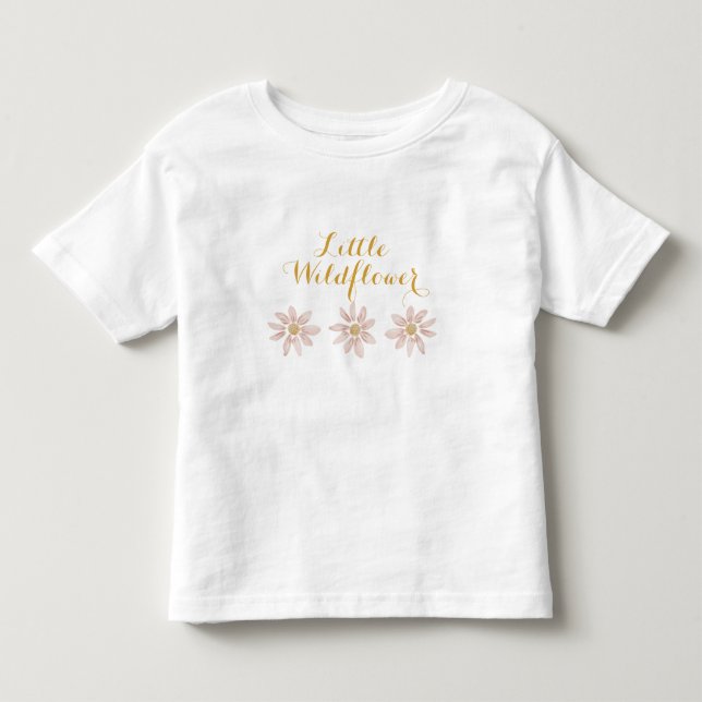 Camiseta De Bebé Little Wildflower 1er cumpleaños, Boho Daisy (Anverso)