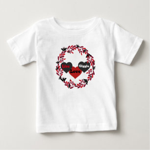 Camiseta De Bebé Live Love giggle Red, White and Black Heart Design