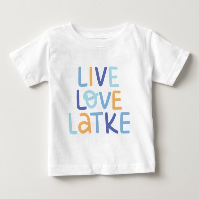 Camiseta De Bebé Live Love Latke Hanukkah Design (Anverso)