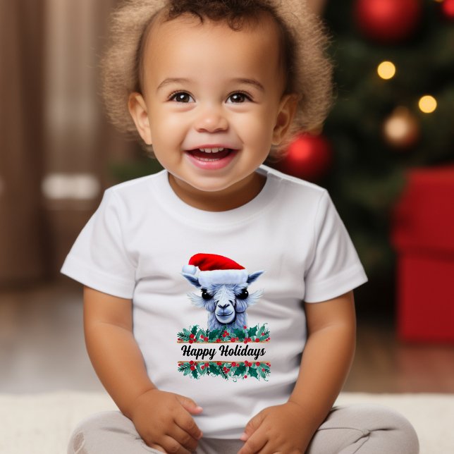 Camiseta De Bebé Llama con Sombrero Santa (Subido por el creador)