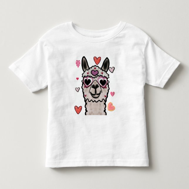Camiseta De Bebé Llama de Guay con lentes de corazón (Anverso)