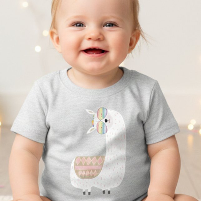 Camiseta De Bebé LLama divertido, niños pastel coloridos  (Subido por el creador)