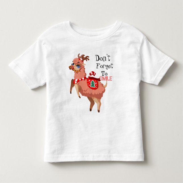 Camiseta De Bebé llama en Navidades Toddler T-shirt (Anverso)