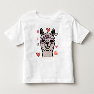Camiseta De Bebé Llama Love Hearts T-Shirt de San Valentín