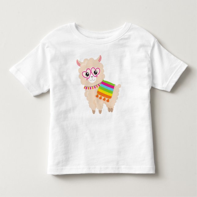 Camiseta De Bebé Llama mexicana, llamada cuta, alpaca cuta, gafas (Anverso)