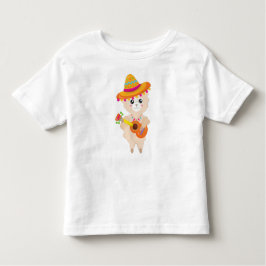 Camiseta De Bebé Llama mexicana, llamada cuta, sombrero, guitarra