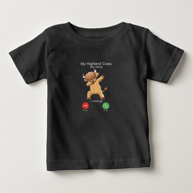 Camiseta De Bebé Llaman a vaca escocesa en altiplano (Anverso)
