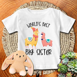 Camiseta De Bebé Llamas Coloridas Mejor Hermana Mayor del Mundo