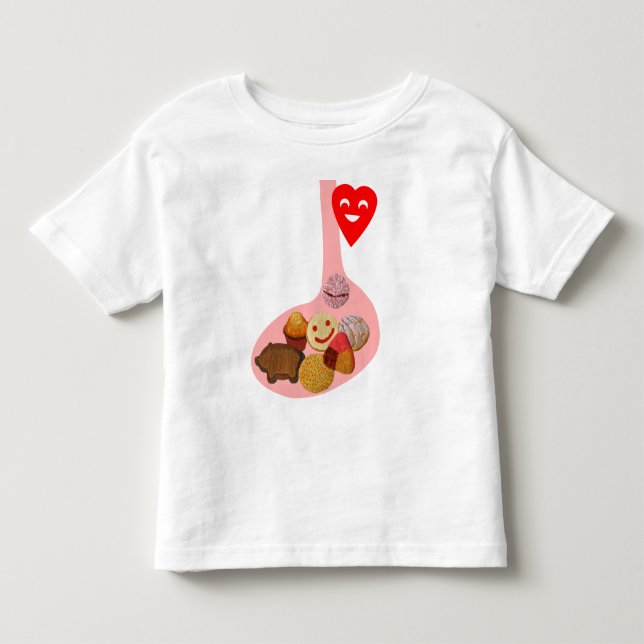 Camiseta De Bebé Llena de PANza, contento del corazón (Anverso)