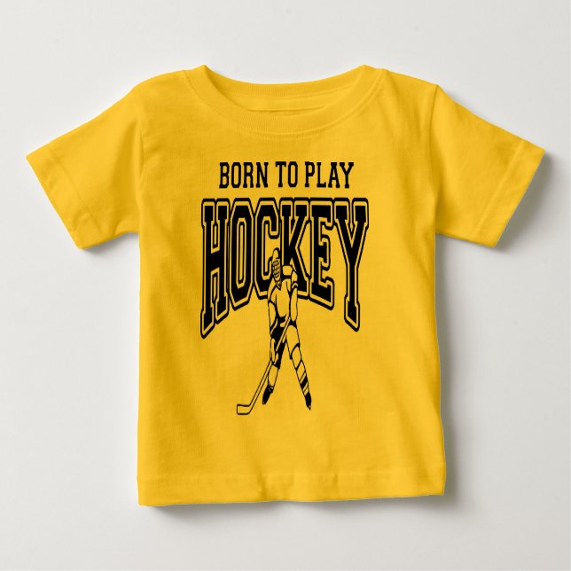 Camiseta De Bebé Llevado jugar al hockey (negro) (Anverso)
