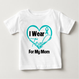 Camiseta De Bebé Llevo Cinta Verde azulada Para Mi Mamá