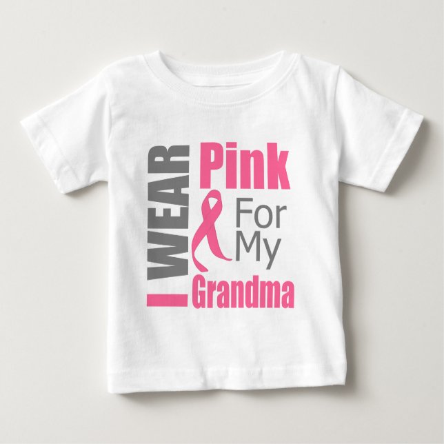 Camiseta De Bebé Llevo la cinta rosada para mi CÁNCER de PECHO de (Anverso)