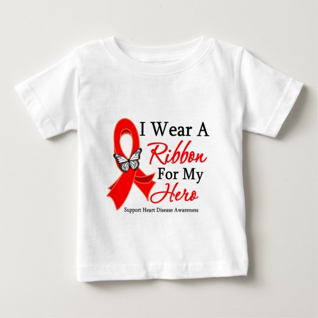 Camiseta De Bebé Llevo una cinta para mi enfermedad cardíaca del (Anverso)