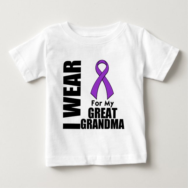 Camiseta De Bebé Llevo una cinta púrpura para mi Grande-Abuela (Anverso)
