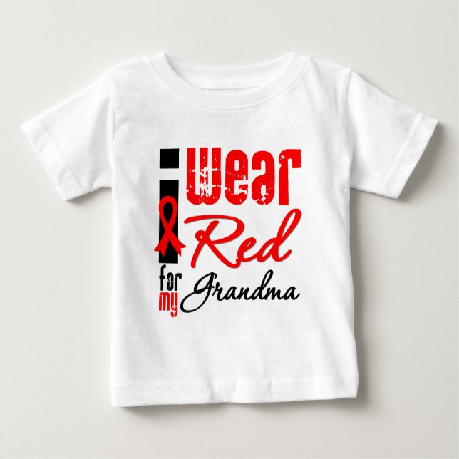 Camiseta De Bebé Llevo una cinta roja para mi abuela (Anverso)