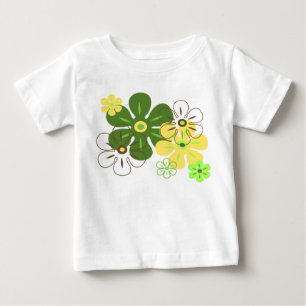 Camiseta De Bebé Lluvia de Flores Hawaiano Floral Retro