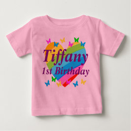 CAMISETA DE BEBÉ LLUVIA PERSONALIZADA Y MARIPOSAS PRIMER CUMPLEAÑOS