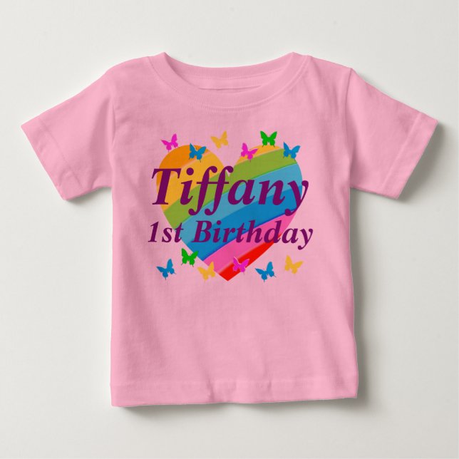 CAMISETA DE BEBÉ LLUVIA PERSONALIZADA Y MARIPOSAS PRIMER CUMPLEAÑOS (Anverso)