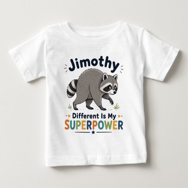 Camiseta De Bebé Lo diferente de Jimothy es mi superpoder (Anverso)