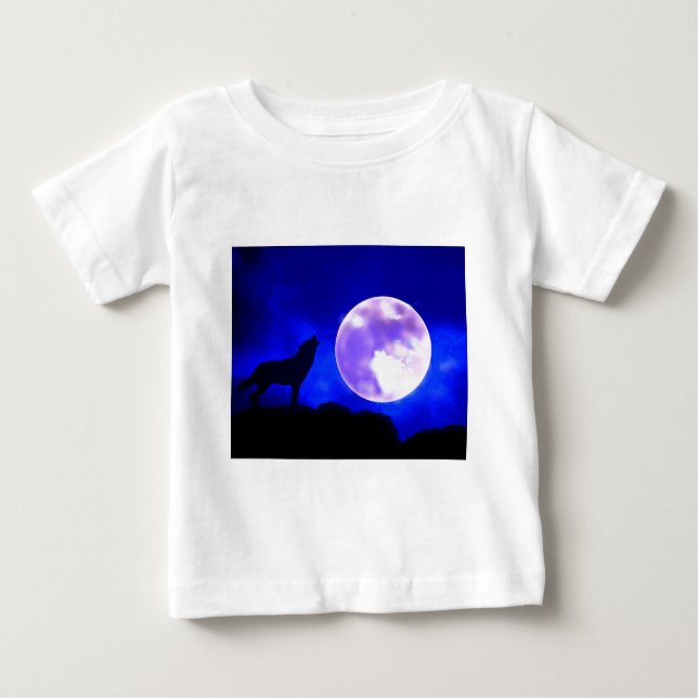 Camiseta De Bebé Lobo Aullando a la Luna (Anverso)