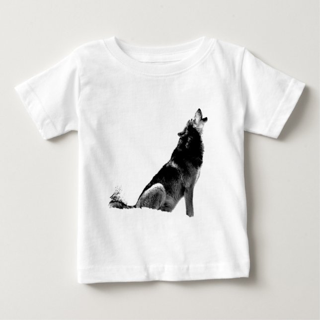 Camiseta De Bebé Lobo blanco negro (Anverso)