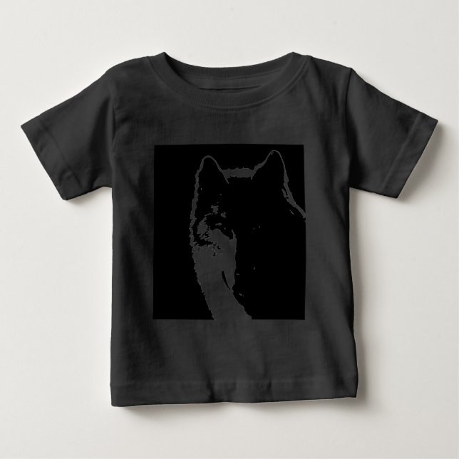 Camiseta De Bebé Lobo blanco y negro (Anverso)