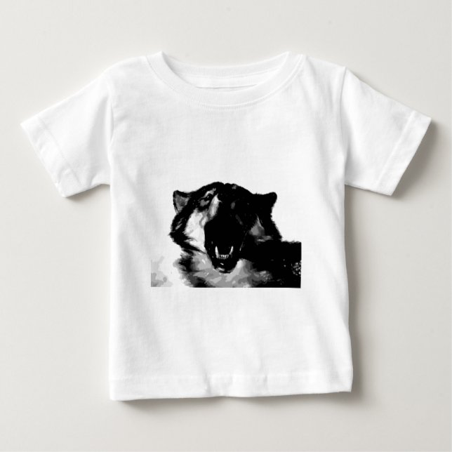 Camiseta De Bebé Lobo blanco y negro (Anverso)