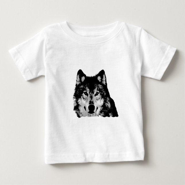 Camiseta De Bebé Lobo blanco y negro (Anverso)