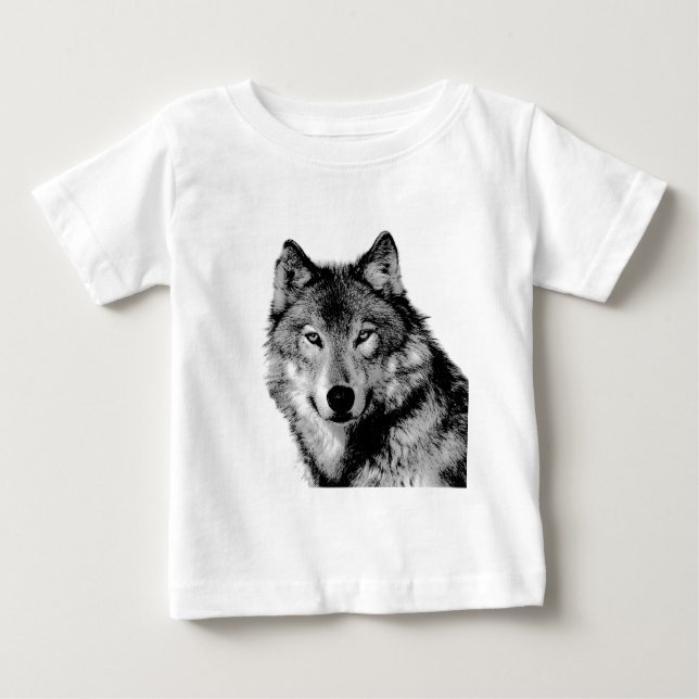 Camiseta De Bebé Lobo blanco y negro (Anverso)