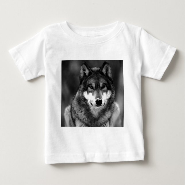 Camiseta De Bebé Lobo blanco y negro (Anverso)