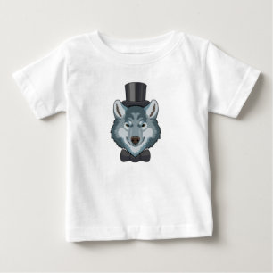 Camiseta De Bebé Lobo como novio con lazo
