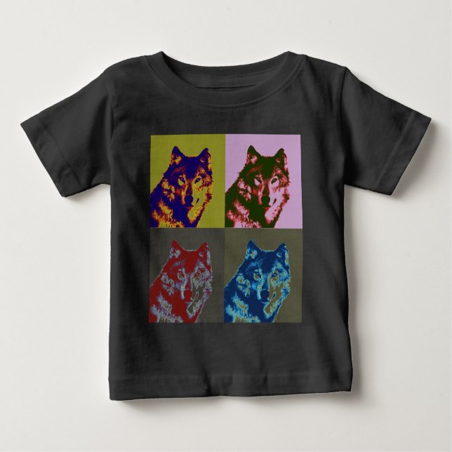 Camiseta De Bebé Lobo de arte pop (Anverso)