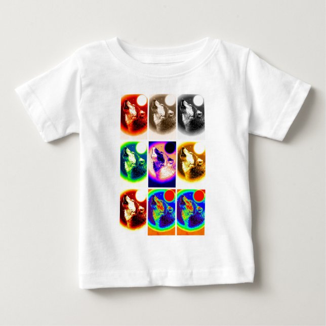 Camiseta De Bebé Lobo de arte pop (Anverso)