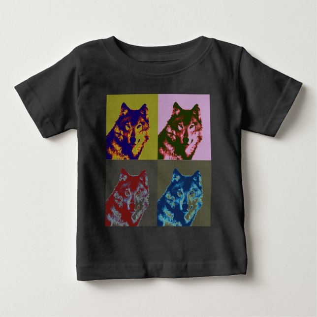 Camiseta De Bebé Lobo del Arte Pop (Anverso)