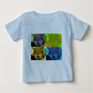 Camiseta De Bebé Lobo gris de arte pop