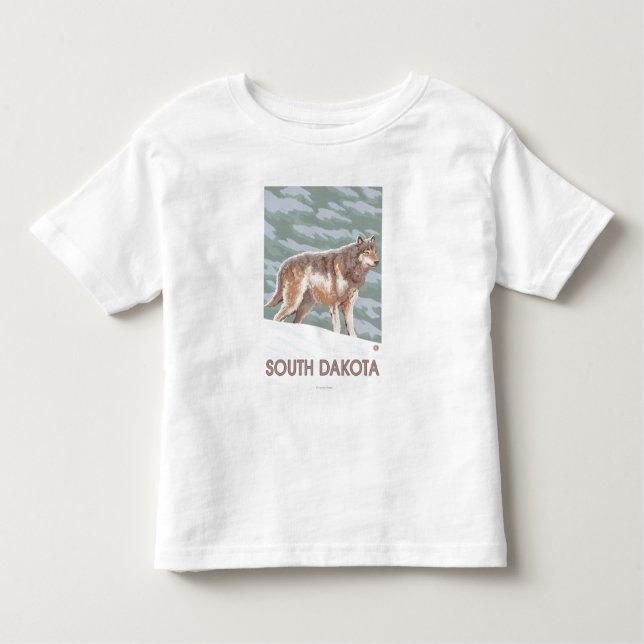 Camiseta De Bebé Lobo gris StandingSouth Dakota (Anverso)