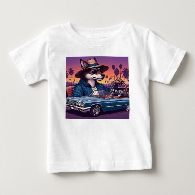 Camiseta De Bebé Lobo Lowrider Wolfy (Anverso)