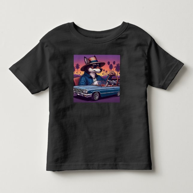 Camiseta De Bebé Lobo Lowrider Wolfy (Anverso)
