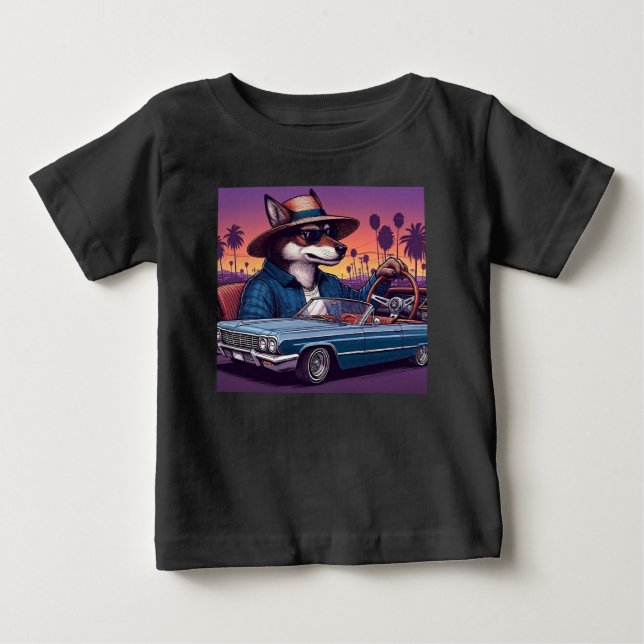Camiseta De Bebé Lobo Lowrider Wolfy (Anverso)