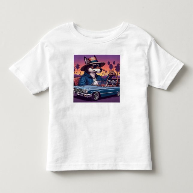Camiseta De Bebé Lobo Lowrider Wolfy (Anverso)