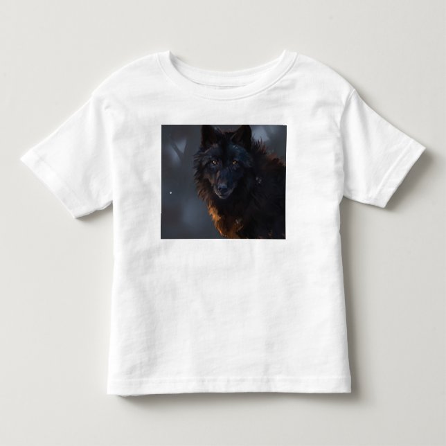 Camiseta De Bebé Lobo negro (Anverso)