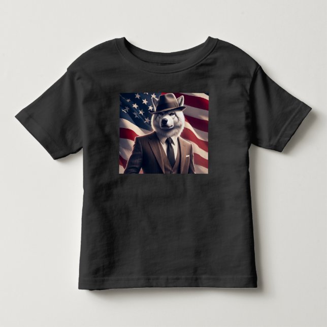 Camiseta De Bebé Lobo Patriótico   (Anverso)