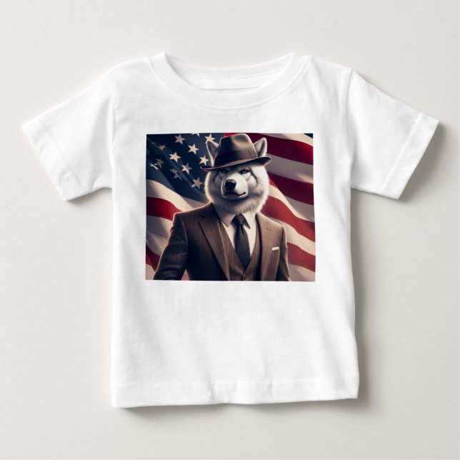 Camiseta De Bebé Lobo Patriótico   (Anverso)